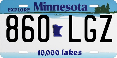 MN license plate 860LGZ