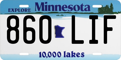 MN license plate 860LIF