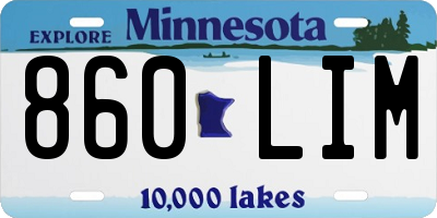 MN license plate 860LIM