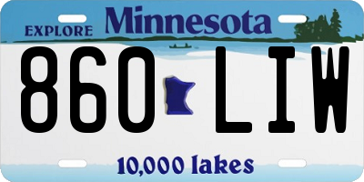MN license plate 860LIW