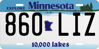 MN license plate 860LIZ