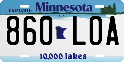 MN license plate 860LOA