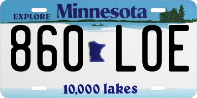 MN license plate 860LOE