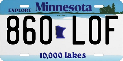 MN license plate 860LOF