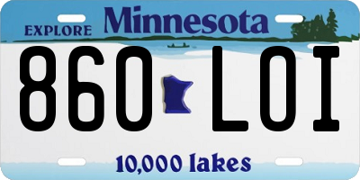 MN license plate 860LOI