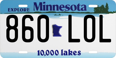 MN license plate 860LOL