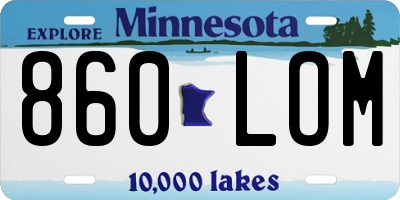 MN license plate 860LOM