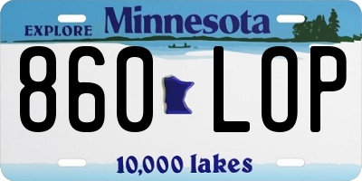 MN license plate 860LOP