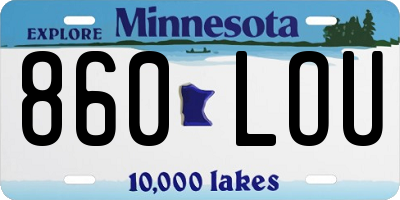 MN license plate 860LOU