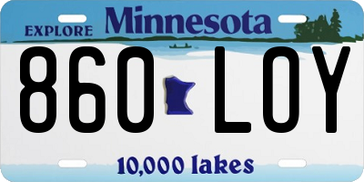 MN license plate 860LOY