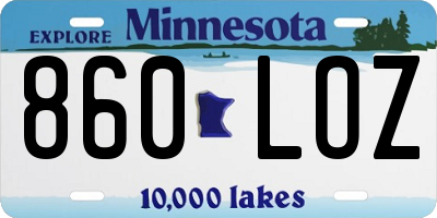 MN license plate 860LOZ
