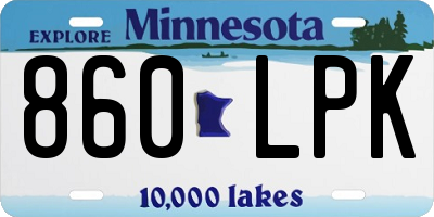 MN license plate 860LPK