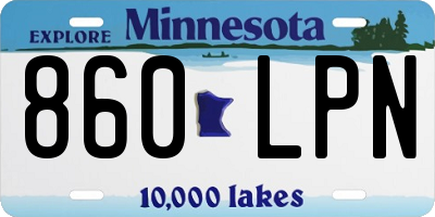 MN license plate 860LPN