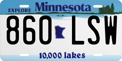 MN license plate 860LSW