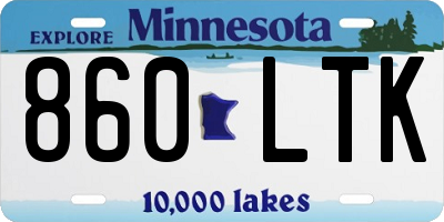MN license plate 860LTK