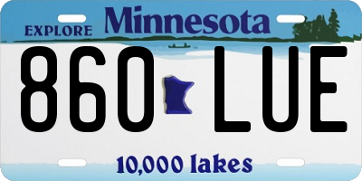 MN license plate 860LUE