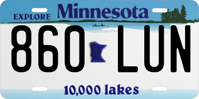 MN license plate 860LUN