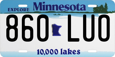 MN license plate 860LUO