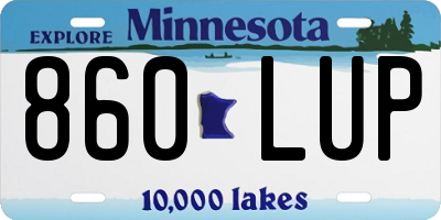 MN license plate 860LUP