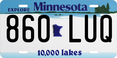MN license plate 860LUQ