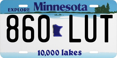 MN license plate 860LUT