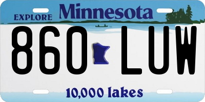 MN license plate 860LUW