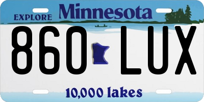 MN license plate 860LUX