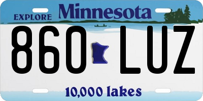 MN license plate 860LUZ