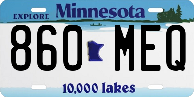 MN license plate 860MEQ