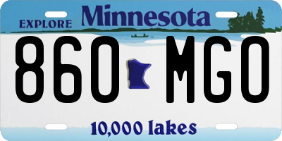 MN license plate 860MGO