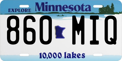 MN license plate 860MIQ