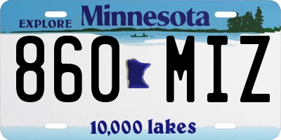 MN license plate 860MIZ