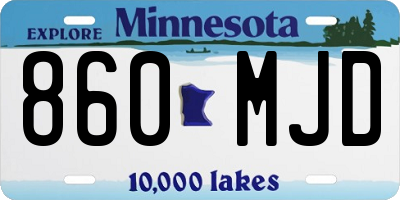 MN license plate 860MJD