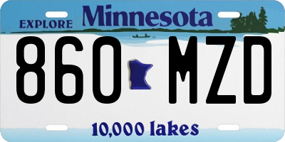MN license plate 860MZD