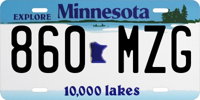 MN license plate 860MZG