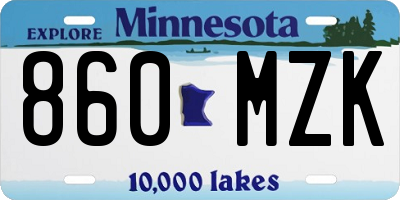 MN license plate 860MZK