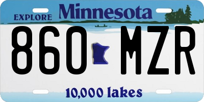MN license plate 860MZR