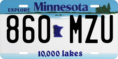 MN license plate 860MZU