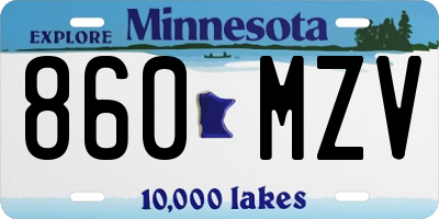 MN license plate 860MZV