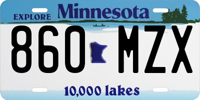 MN license plate 860MZX