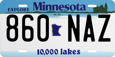 MN license plate 860NAZ