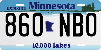 MN license plate 860NBO