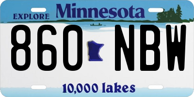 MN license plate 860NBW