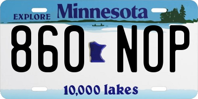 MN license plate 860NOP
