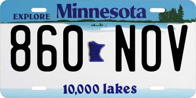 MN license plate 860NOV