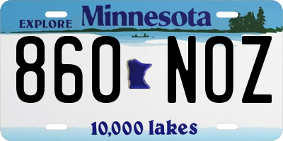 MN license plate 860NOZ