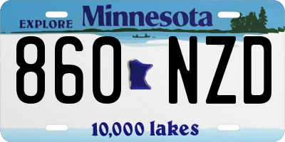 MN license plate 860NZD