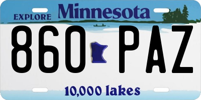 MN license plate 860PAZ