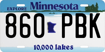 MN license plate 860PBK