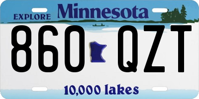 MN license plate 860QZT